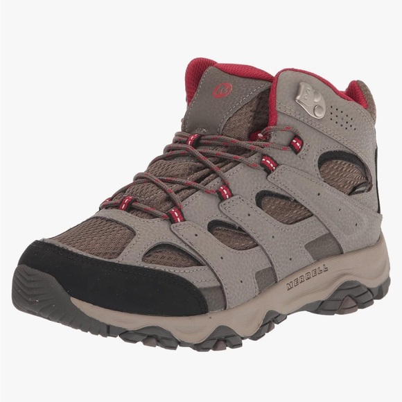Merrell Moab 3 Mid Waterproof Hiking Shoes – Boulder/Red – Youth 6.5 – NW - Picture 4 of 8